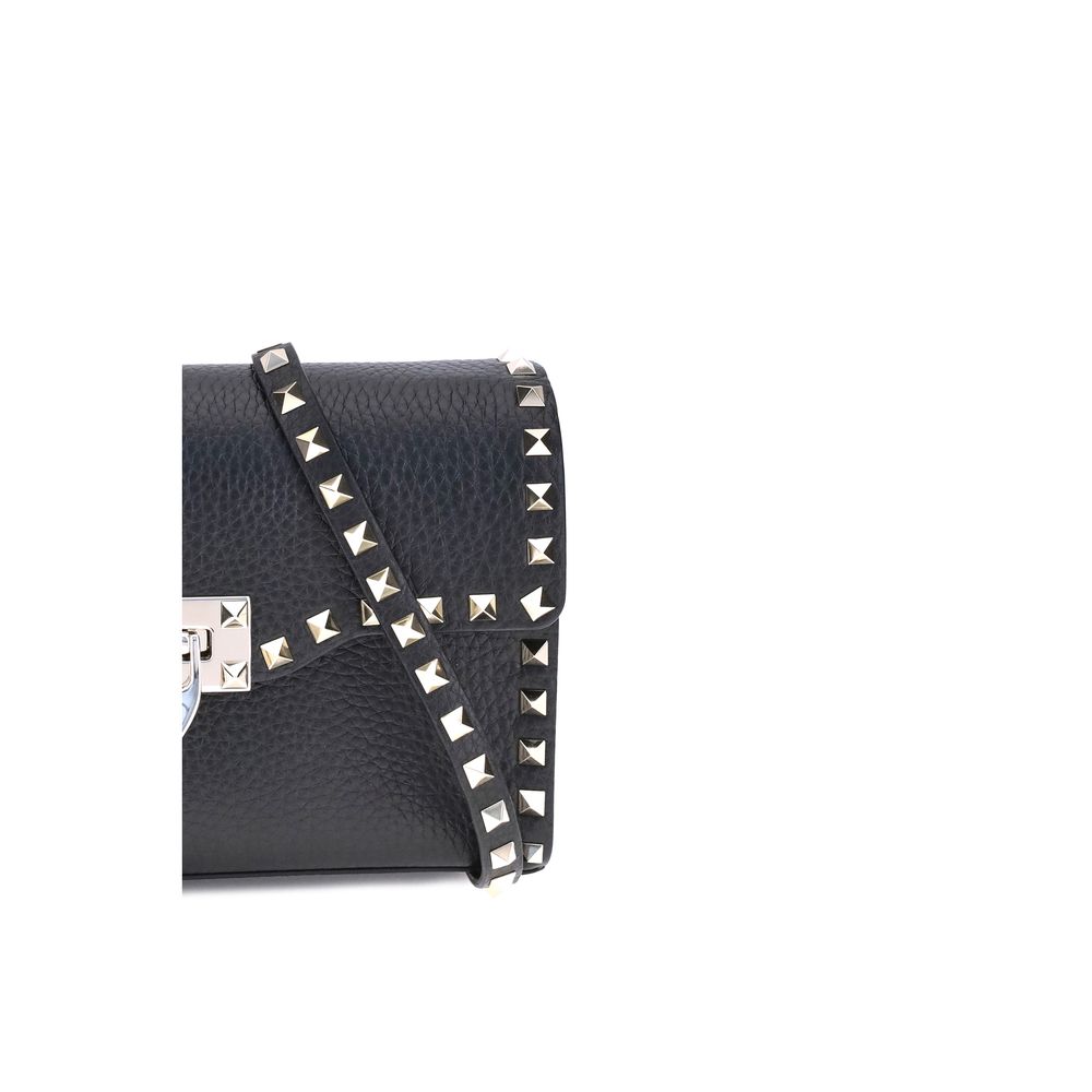 Valentino Garavani Schwarze Kalbshaut Bos Taurus Schultertasche